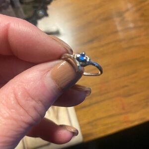 Elegant Petite Sterling Silver Blue Gemstone Ring